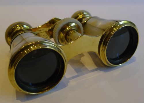 fig 1. Antique Polished Brass & Mother of Pearl Opera Glasses c.1890