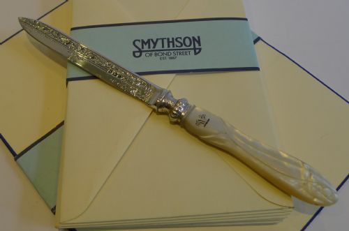 Antique Sterling Silver & Mother of Pearl Letter Opener