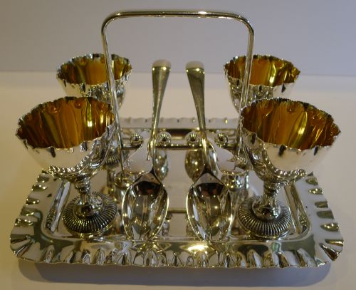 Antique English Silver Plated Egg Cruet for Four by Walker & Hall C.1890
