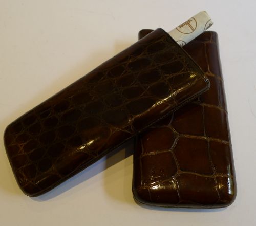 Antique English Crocodile / Alligator Skin Cigar Case