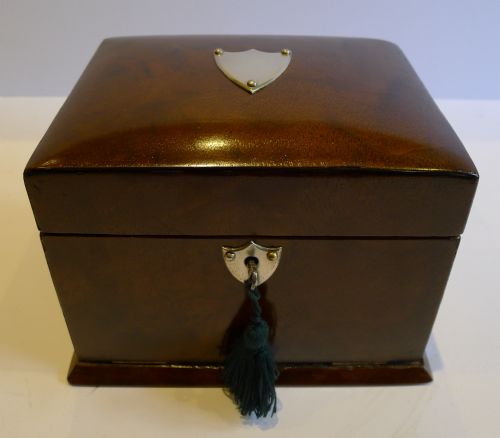 fig 1. Antique English Walnut Fall-Front Jewelry Box c.1900