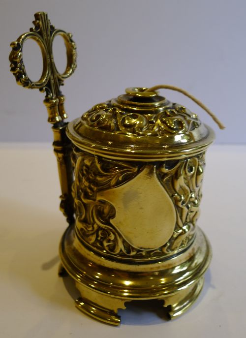 Antique English Art Nouveau String Box / Dispenser with Scissors C.1880