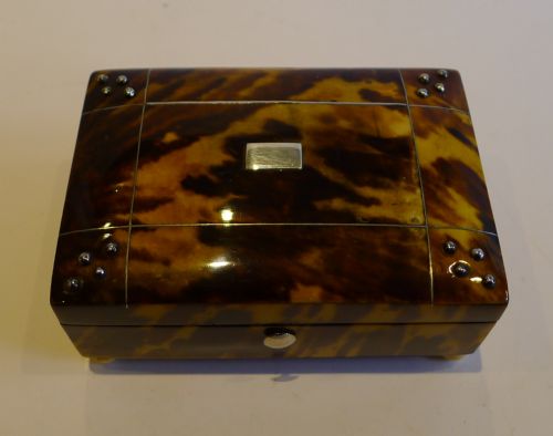 Charming English Regency Tortoiseshell Sewing Box C.1820