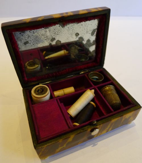 fig 2. Charming English Regency Tortoiseshell Sewing Box c.1820