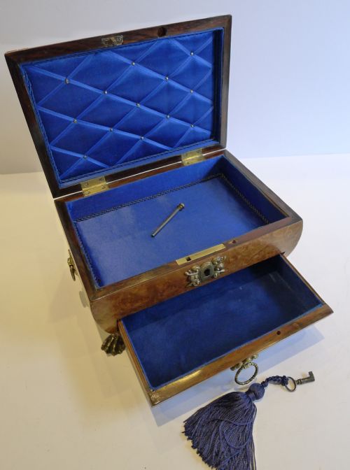 fig 1. English Regency Jewelry Box In Burr Maple c.1820