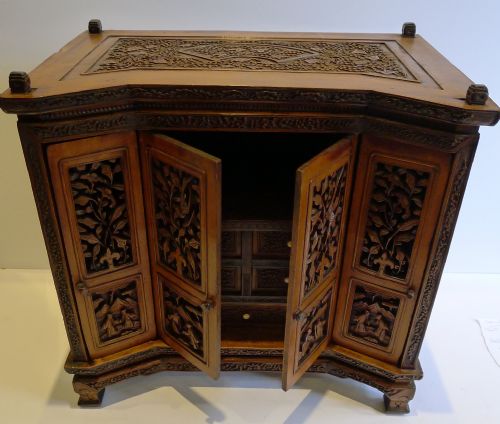Magnificent Nineteenth Century Carved Chinese Table Cabinet C.1880
