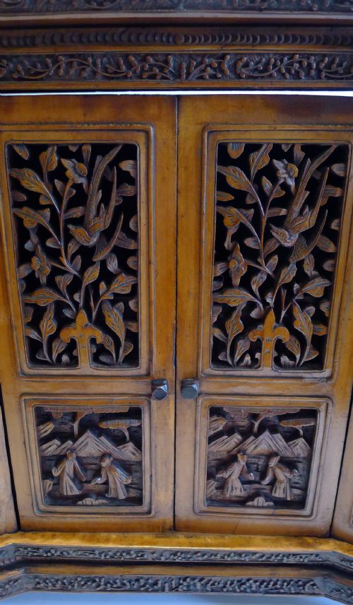 fig 1. Magnificent Nineteenth Century Carved Chinese Table Cabinet c.1880