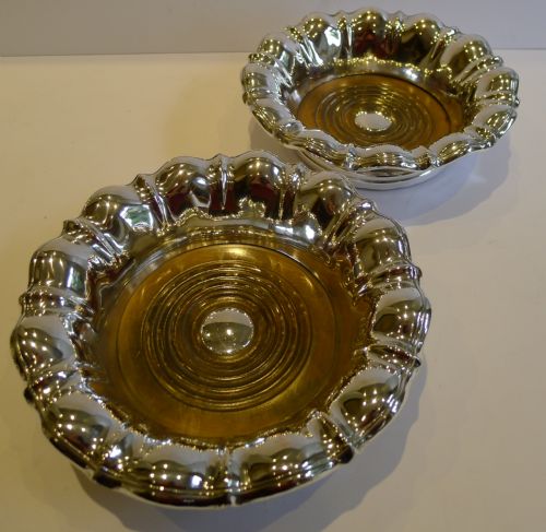 Large Grand & Elegant Pair Victorian Silver Plated Wine or Champagne Coasters C.1880
