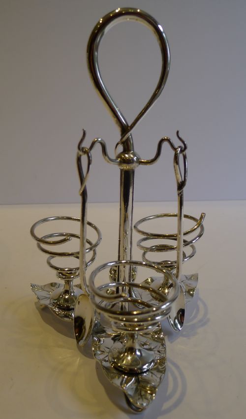 Antique English Silver Plated Egg Cruet for Three C.1910