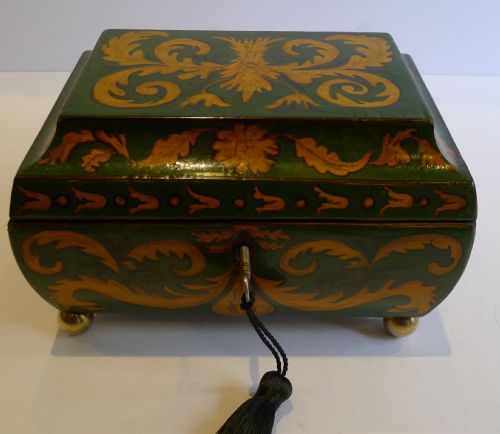 Rare Hand Painted English Regency Jewelry Box C.1820