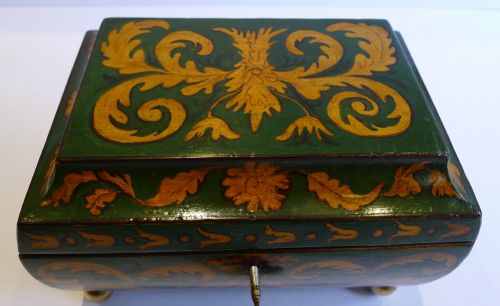 fig 1. Rare Hand Painted English Regency Jewelry Box c.1820