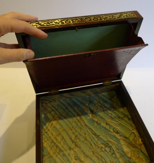fig 1. English Regency Foliate Cut Brass Inlaid Rosewood Desk or Table Box c.1820