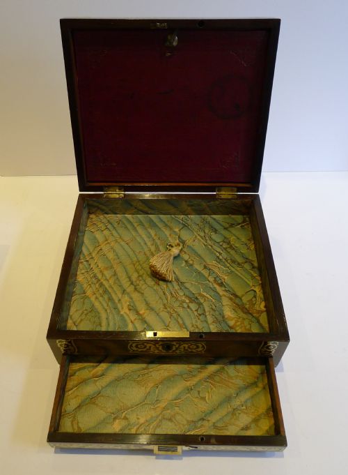 fig 2. English Regency Foliate Cut Brass Inlaid Rosewood Desk or Table Box c.1820