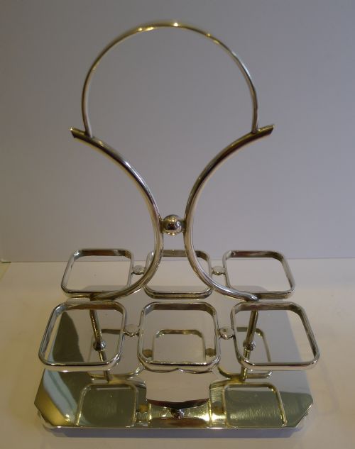 fig 1. Antique English Cranberry Glass & Silver Plated Cruet Set by Deykin & Harrison c.1900