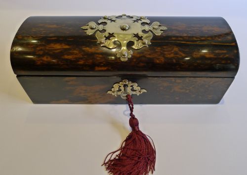 Antique English Brass Mounted Coromandel Glove Box by Parkins & Gotto, London C.1860