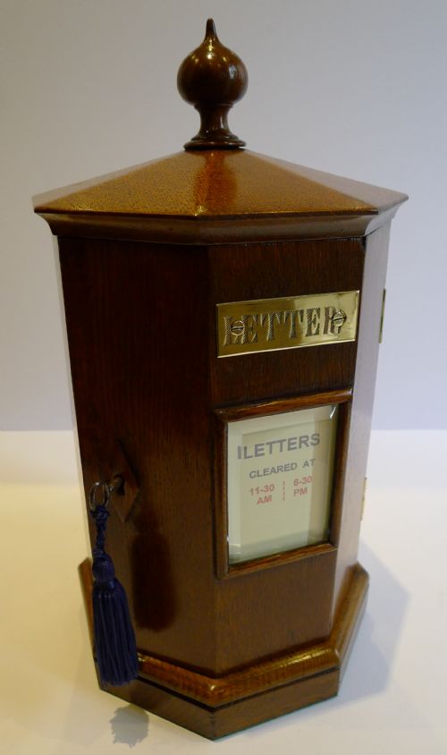 Rare Antique English Stationery Cabinet / Writing Box in Form of Post Box C.1890