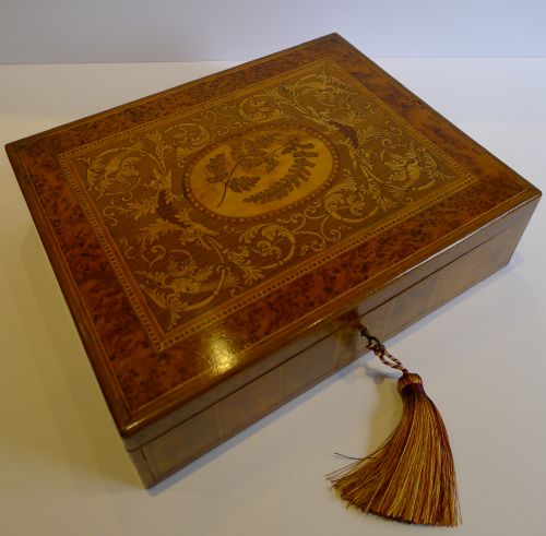 Magnificent New Zealand Marquetry & Parquetry Inlaid Box with Ferns C.1870
