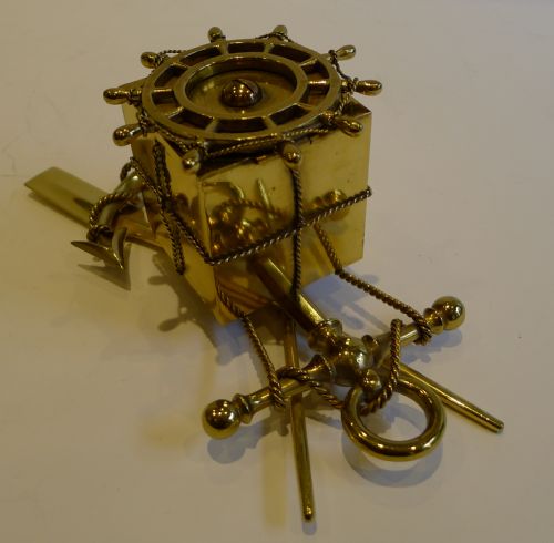 fig 1. Antique English Brass Nautical Inkwell c.1890