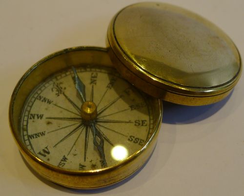 Antique English Pocket Compass in Brass Case C.1890
