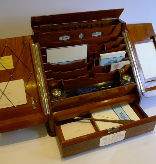 Magnificent Large Antique English Stationery / Writing Box in Burr Walnut C.1900