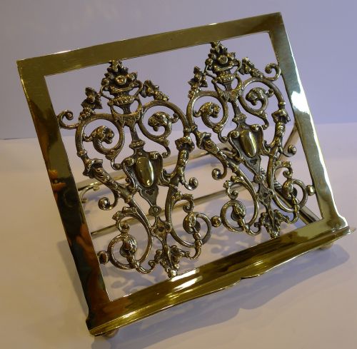 Charming Antique English Brass Book Stand / Lectern C.1880