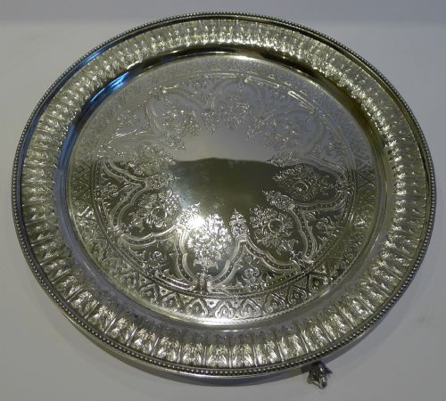 Antique English Silver Plated Salver or Tray C.1880