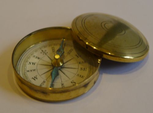 Antique English Pocket Compass in Brass Case C.1890