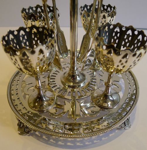 fig 1. Unusual Antique English Silver Plated Egg Cruet For Four c.1890