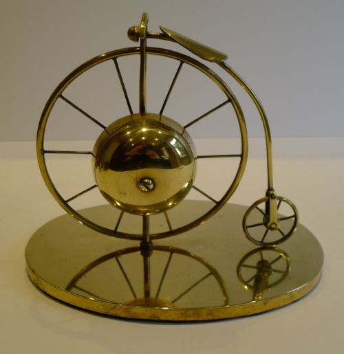 Antique English Brass Figural Desk Bell - Bicycle - Penny Farthing C.1880