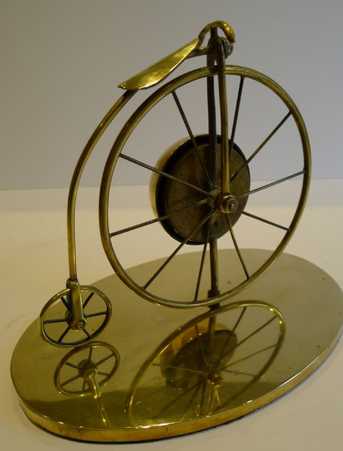 fig 1. Antique English Brass Figural Desk Bell - Bicycle - Penny Farthing c.1880
