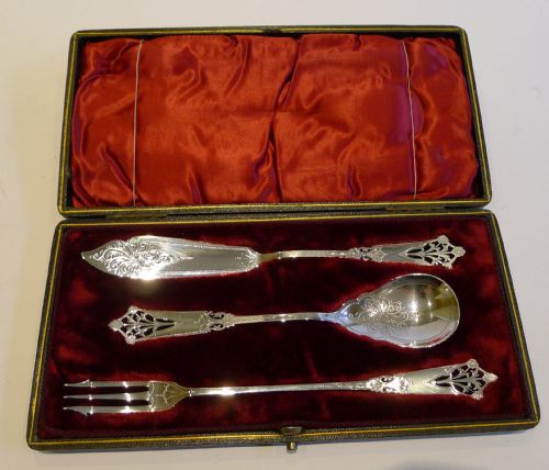 Antique English Serving Set - Hand Pierced - Silver Plate C.1880