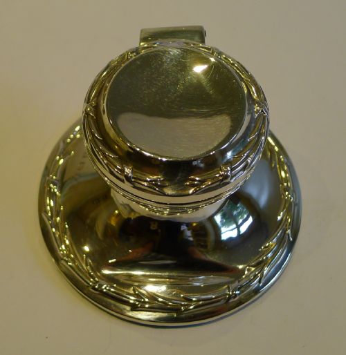 fig 2. Pretty English Sterling Silver Inkwell - Foliate Trim - 1916