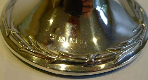 fig 1. Pretty English Sterling Silver Inkwell - Foliate Trim - 1916