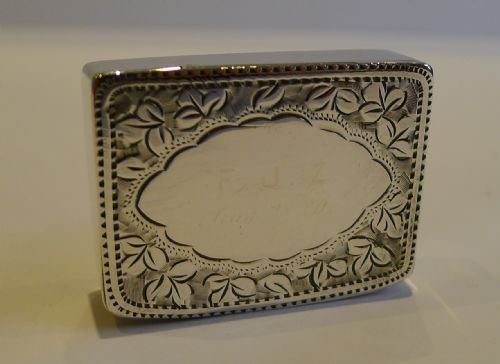 Antique English Engraved Sterling Silver Pill Box by Joseph Gloster