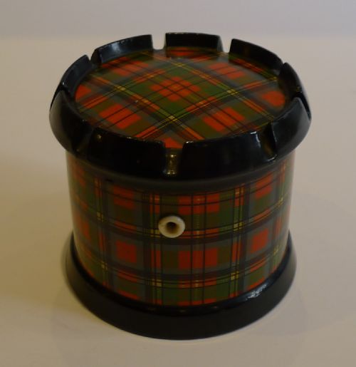 Antique Mauchline Tartan Ware Clark & Son Spool Holder C.1870 - Prince Charlie