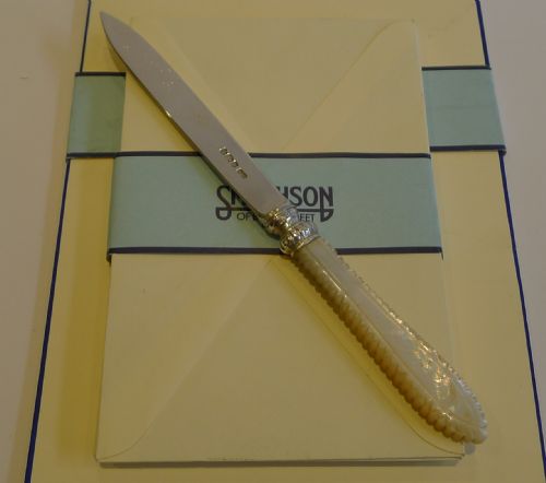 Antique Sterling Silver & Mother of Pearl Letter Opener