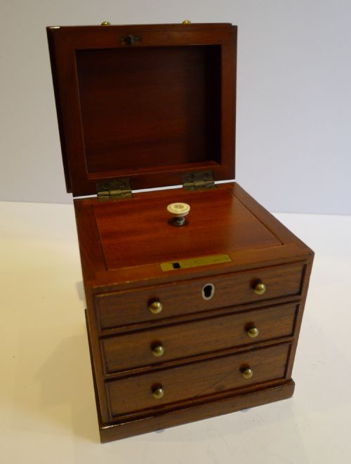 Rare Antique English Tea Caddy - Miniature Chest of Drawers