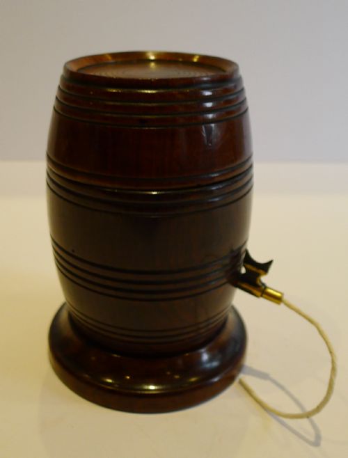 Handsome Antique English Turned Rosewood String Dispenser - Barrel