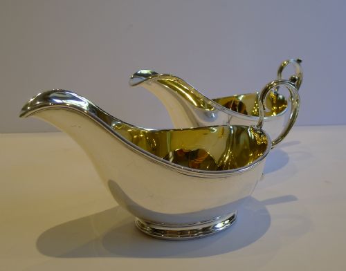 Pair Antique English Silver Plated Sauce Boats by James Dixon C.1900