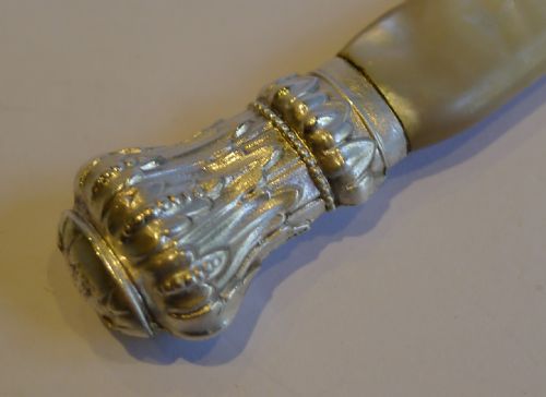 fig 1. Antique English Sterling Silver & Mother of Pearl Letter Opener