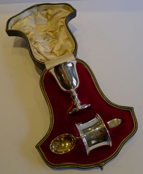 Elegant Antique English Sterling Silver Child's Presentation Set - 1911