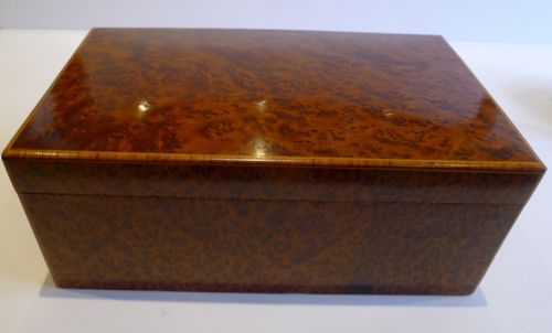 Large Antique English Burr Cedar Table or Desk Box C. 1910