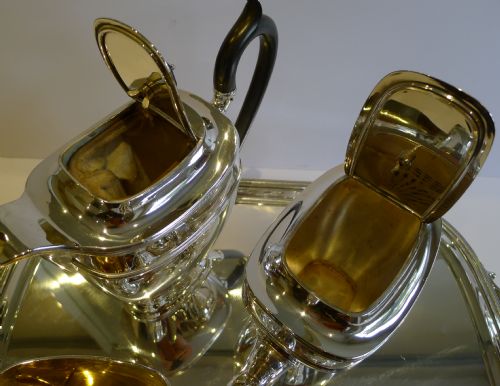 fig 2. Top Quality Antique English Silver Plated Tea Set With Tray by James Dixon c.1900