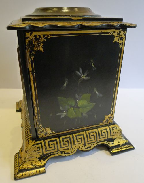 fig 2. Magnificent Antique English Hand Painted Papier Mache Jewelry Cabinet c.1860
