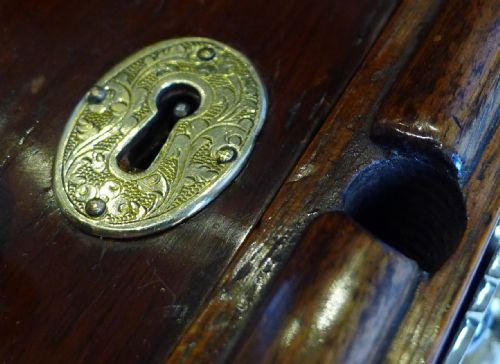 fig 2. Magnificent Antique English Walnut & Brass Ship's Strong Box c.1860 - Secret Drawers