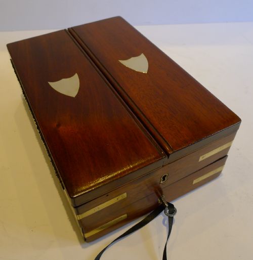 fig 1. Antique English Brass Bound Mahogany Artist's Box & Portable Easel c.1890 by C. Roberson & Co Ltd