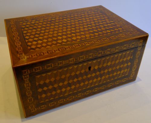 Stunning Antique English Parquetry Inlaid Writing Slope / Lap Desk C.1860