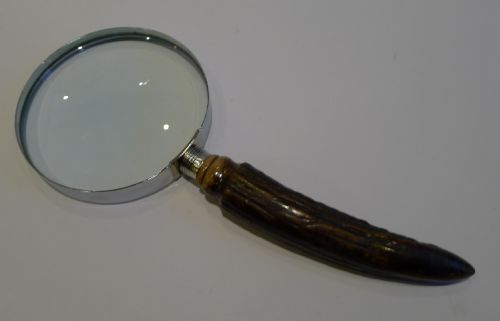 Grand Antique English Antler Horn & Sterling Silver Magnifying Glass - 1908