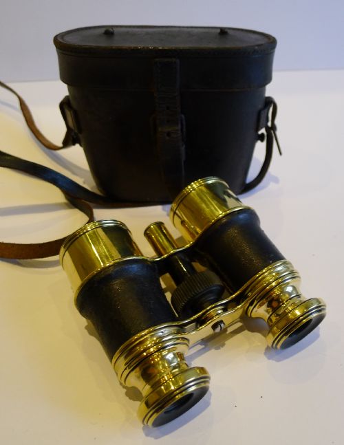 Antique English Brass & Leather Binoculars by Negretti & Zambra C.1900