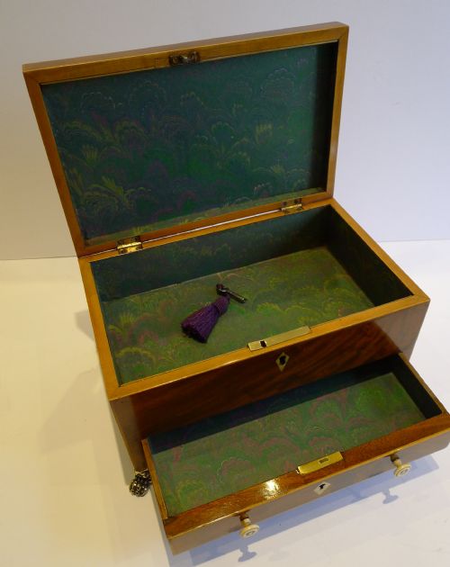 fig 1. Antique English Mahogany Jewellery or Table Box - Shell Inlaid c.1820